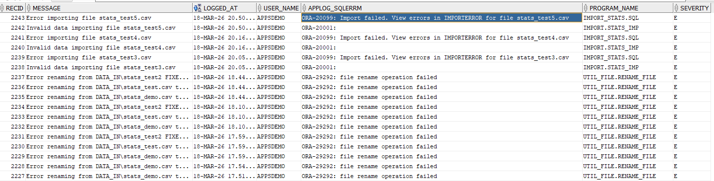 App Message Log